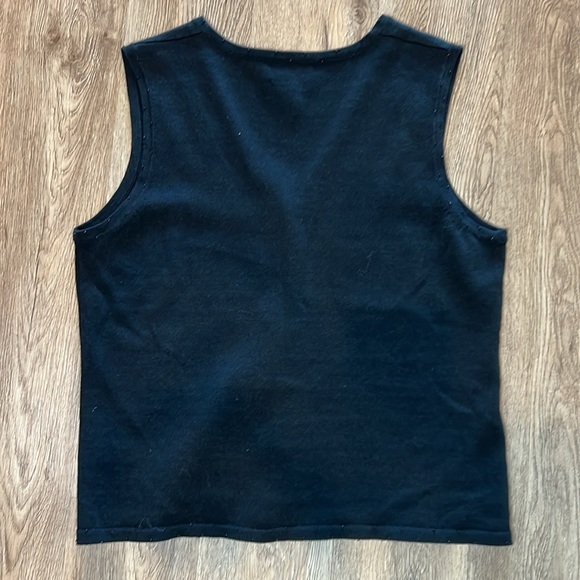 Studio Joy Black Jeweled Christmas Tree Sleeveless Button Up Vest Size Medium - Picture 6 of 8